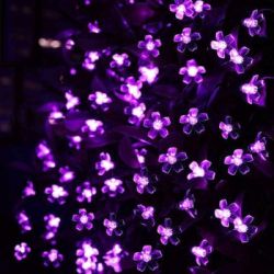   Napelemes kltri, cseresznyevirg LED fnyfzr, lila, 5 m