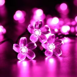   Napelemes kltri, cseresznyevirg LED fnyfzr, pink, 5 m